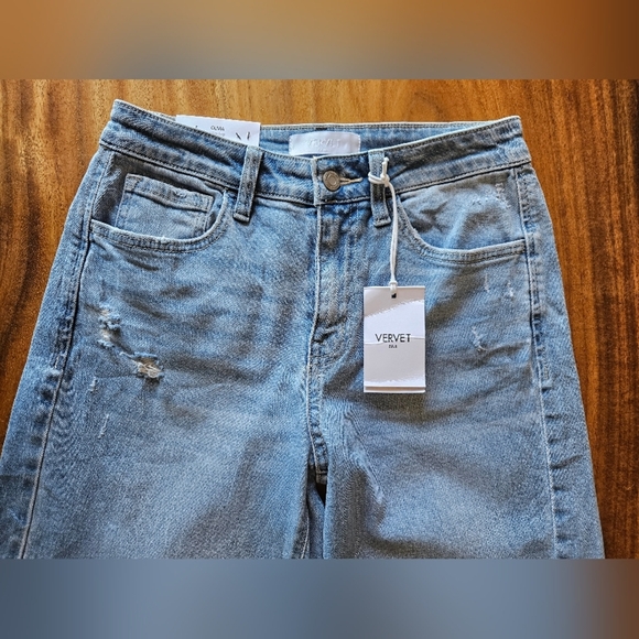 NWT Vervet Blue Olivia High Rise Ram Hem Extreme Wide-Leg Women's Jeans Size 27 - Picture 10 of 15